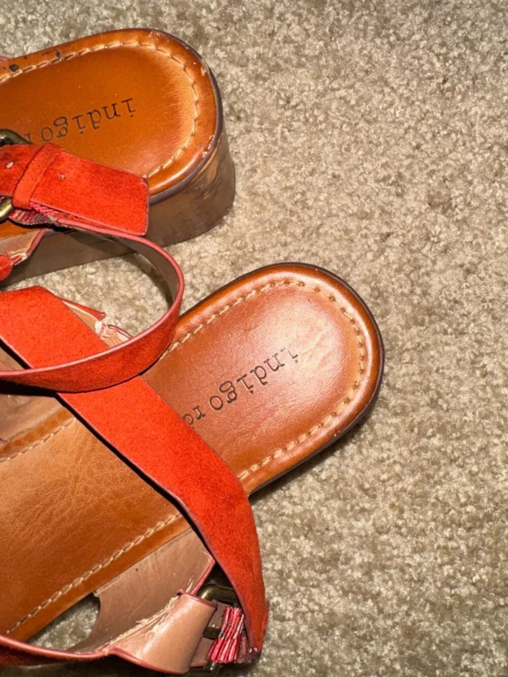 70s style chunky burnt orange sandal